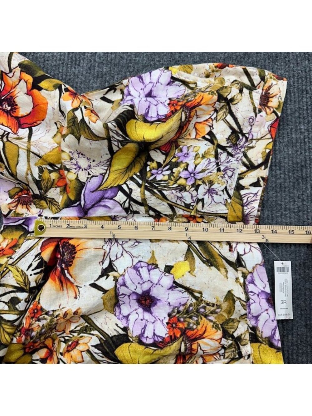 Chicos Pants 100% Linen Elastic Pull On Floral Straight Leg Womens 3 (16R) NEW - Picture 8 of 8